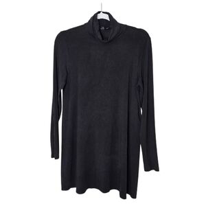 Eileen Fisher Scrunch Neck Tunic Black Turtleneck Long Sleeve Top  Size S
